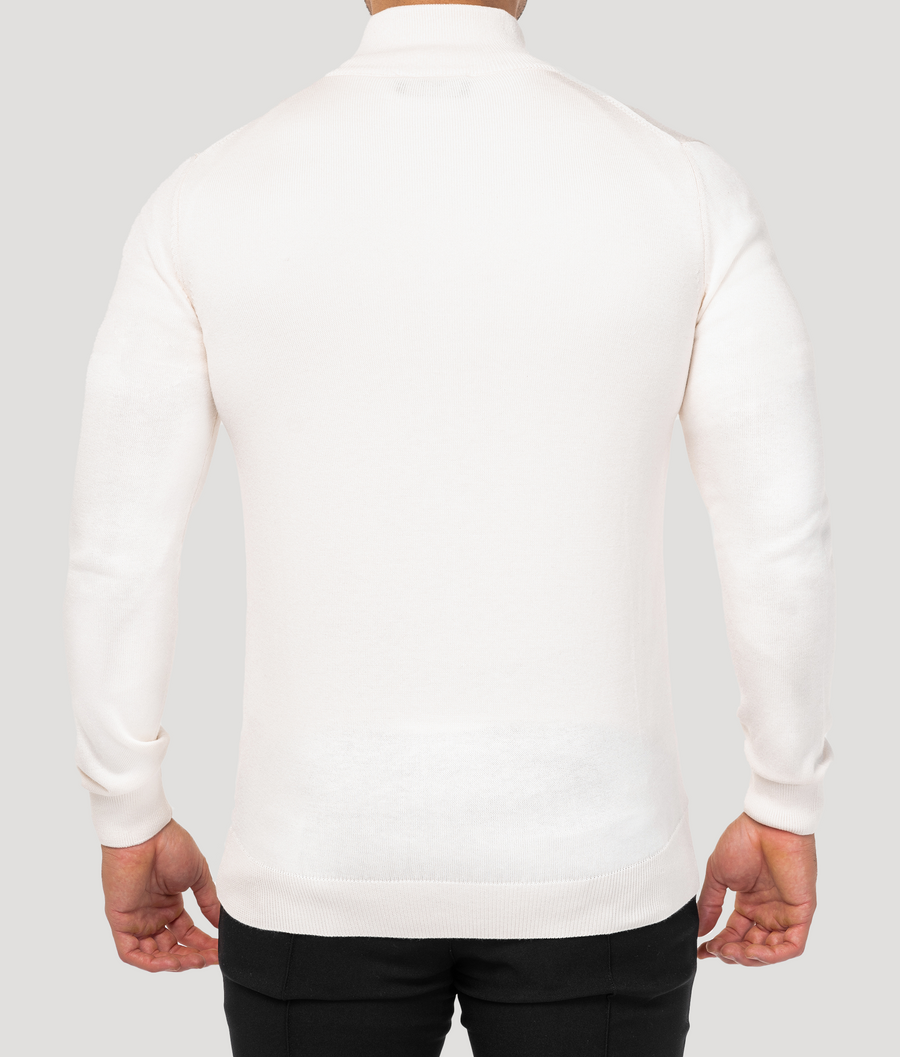 THE SANTONI FULL ZIP SWEATER - BEIGE