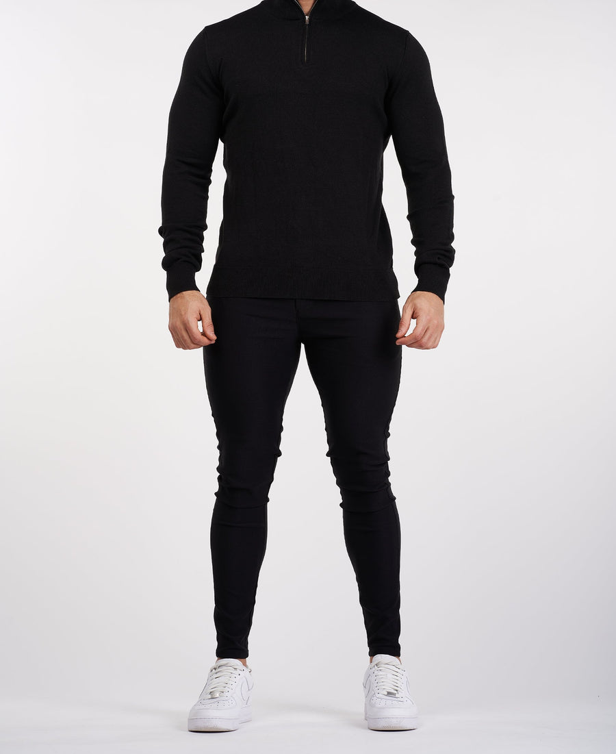 THE SANTONI - HALFZIP SWEATER - ZWART